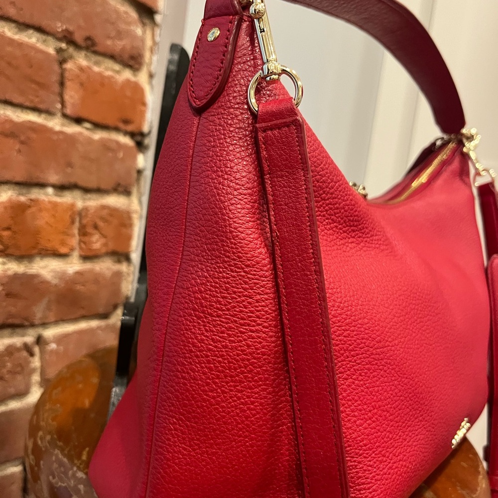 Coach Vibrant Red Crossbody Bag with Gold Accents - Picture 8 of 14